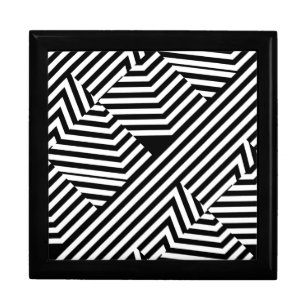 Trendy Black and White Geometric Stripes Pattern Jewelry Box