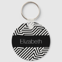 Black White Stripe Black Name Monogram Pencil/Pen Holder