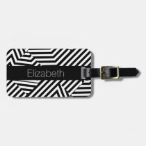 Black White Stripe Black Name Monogram Pencil/Pen Holder