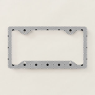 Trendy Black And White Geometric Tribal Pattern License Plate Frame