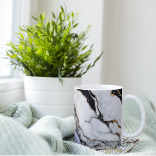 Trendy Black and White Gold Marble Coffee Mug