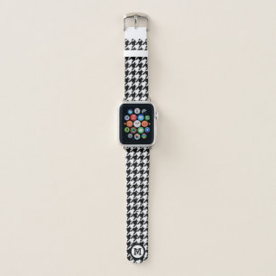 Trendy black and white houndstooth pattern custom apple watch band