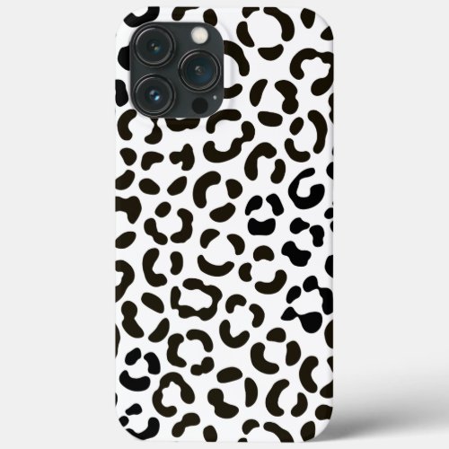 Trendy Black and White Leopard Print Pattern iPhone 13 Pro Max Case
