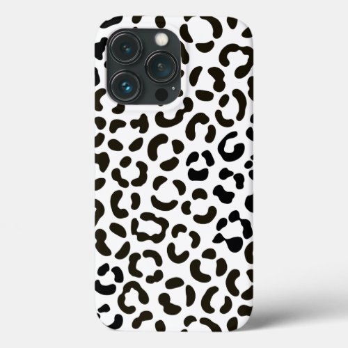 Trendy Black and White Leopard Print Pattern iPhone 13 Pro Case