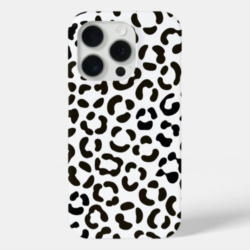Trendy Black and White Leopard Print Pattern iPhone 15 Pro Case