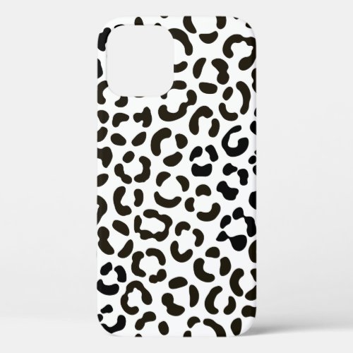 Trendy Black and White Leopard Print Pattern iPhone 12 Pro Case