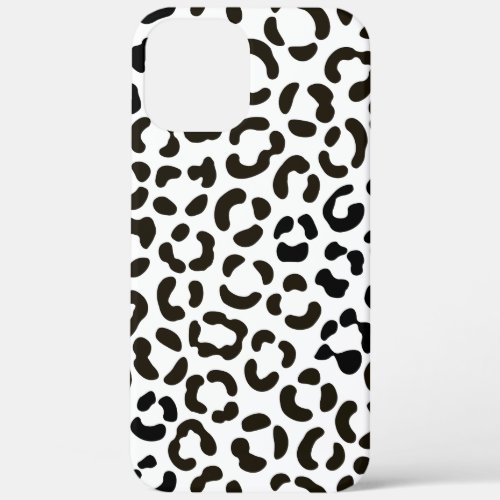 Trendy Black and White Leopard Print Pattern iPhone 12 Pro Max Case
