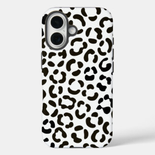 Trendy Black and White Leopard Print Pattern iPhone 16 Case