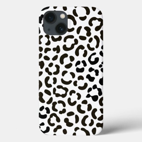 Trendy Black and White Leopard Print Pattern iPhone 13 Case