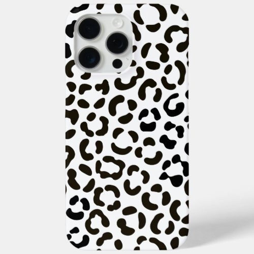 Trendy Black and White Leopard Print Pattern iPhone 15 Pro Max Case