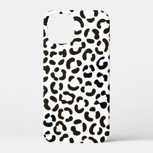 Trendy Black and White Leopard Print Pattern iPhone 12 Mini Case