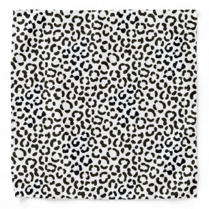 Trendy Black and White Leopard Print Rpt Pattern Bandana