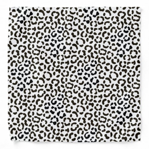 Trendy Black and White Leopard Print Rpt Pattern Bandana