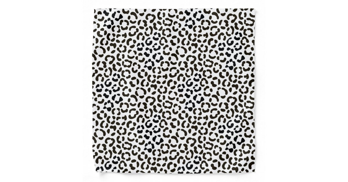 Trendy Black and White Leopard Print Rpt Pattern Bandana | Zazzle
