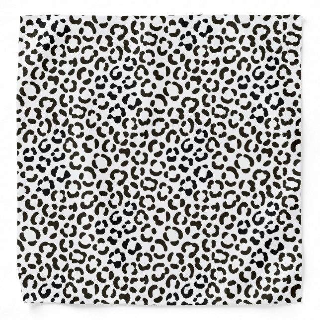 Trendy Black and White Leopard Print Rpt Pattern Bandana (Front)