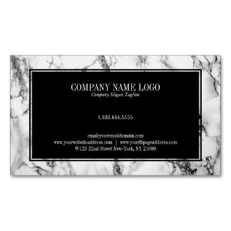 Trendy Black And White Marble Stone Pattern Magnetic Business Card