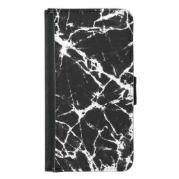 Trendy Black And White Marble Stone Print Wallet Phone Case For Samsung Galaxy S5
