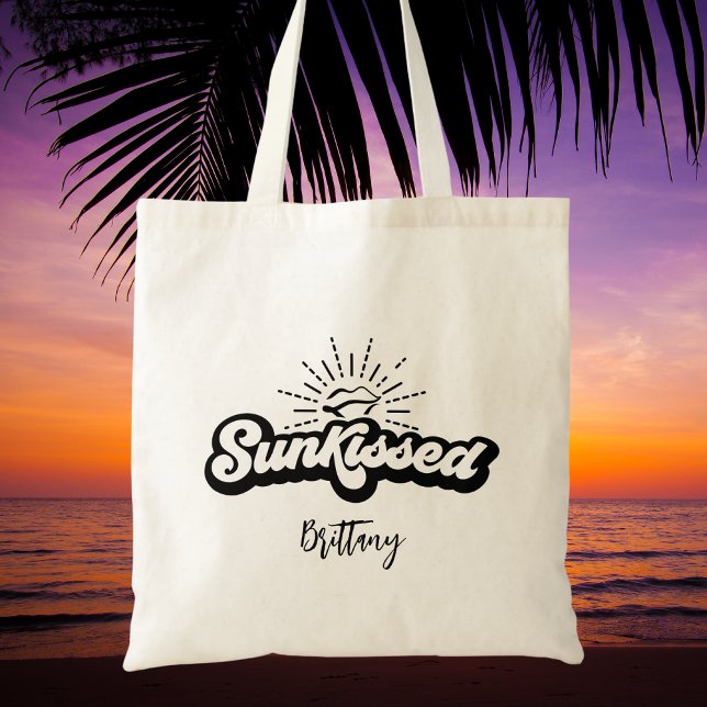 Trendy Black and White Modern Script Name  Tote Bag (Creator Uploaded)