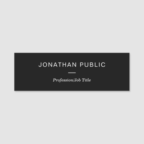 Trendy Black And White Modern Simple Template Name Tag