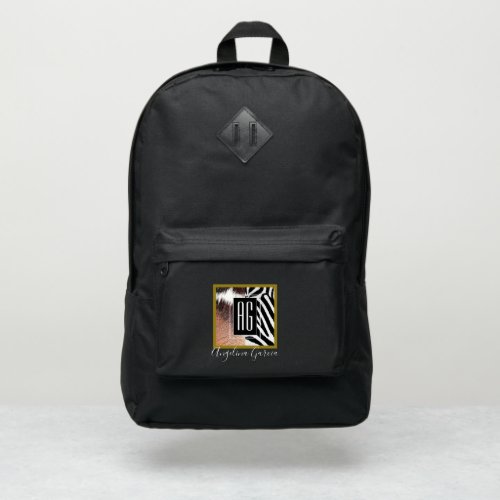 Trendy Black and White Monogrammed Port Authority Backpack