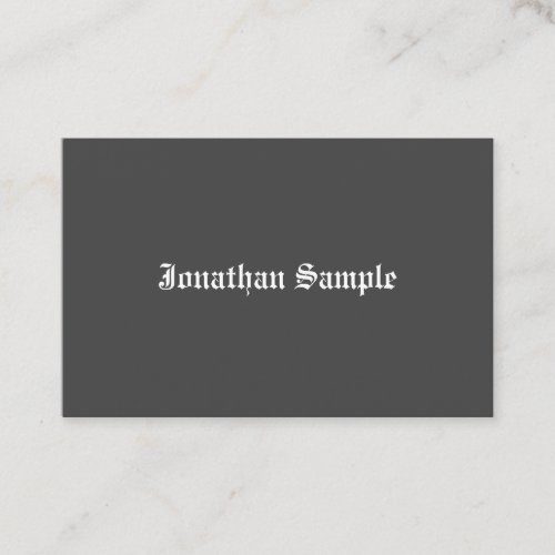Trendy Black And White Nostalgic Old English Text Business Card