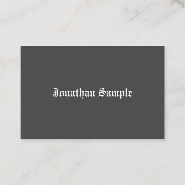 Trendy Black And White Nostalgic Old English Text Business Card (Front)