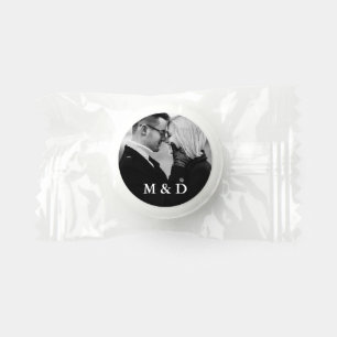 Trendy Black and White Photo Initials Wedding Mint Life Saver® Mints