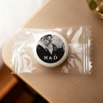 Trendy Black and White Photo Initials Wedding Mint Life Saver® Mints