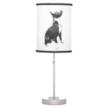 Trendy black and white Pit Bull dog lamp