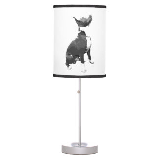 Trendy black and white Pit Bull dog lamp