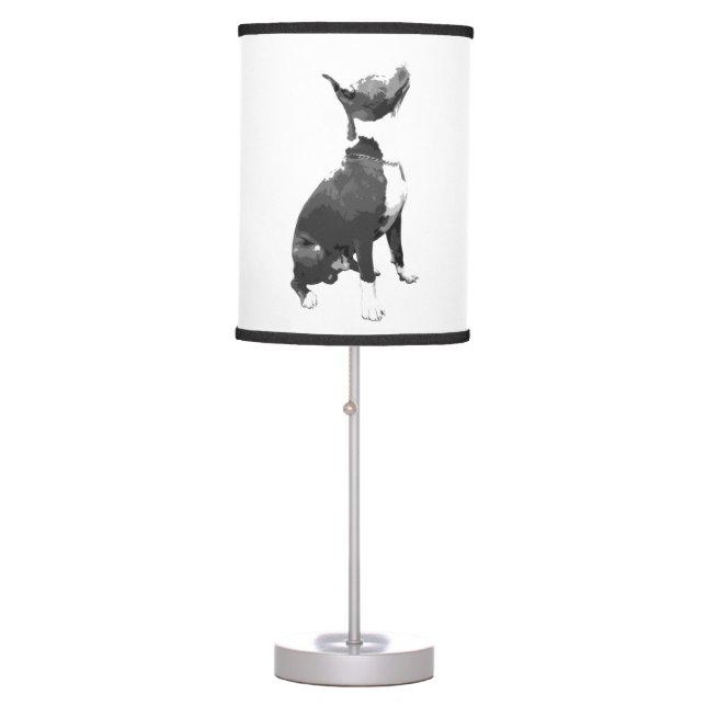 Trendy black and white Pit Bull dog lamp (Front)