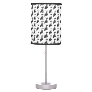 Trendy black and white Pit Bull dogs lamp