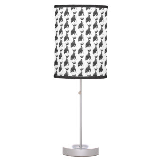 Trendy black and white Pit Bull dogs lamp