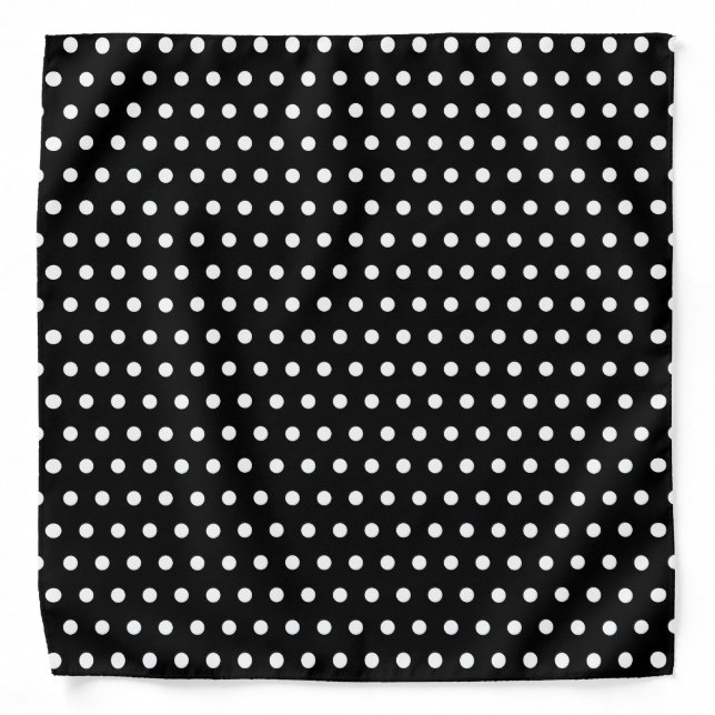 Trendy Black and White polka dots pattern Bandana (Front)