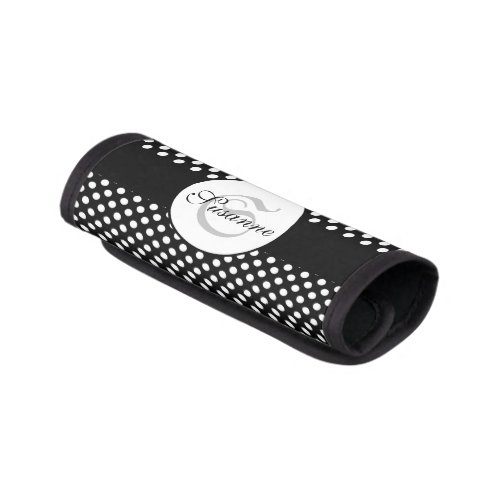 Trendy Black and White polka dots pattern Monogram Luggage Handle Wrap
