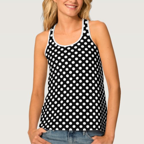 Trendy Black and White polka dots pattern Tank Top