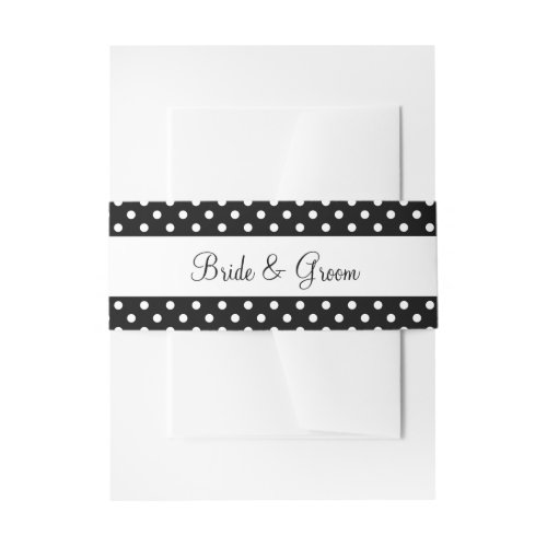 Trendy black and white polkadot wedding invitation belly band