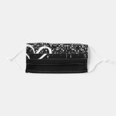 Trendy Black and White Pretty Heart Dripping Drips Adult Cloth Face Mask (Front, Folded)