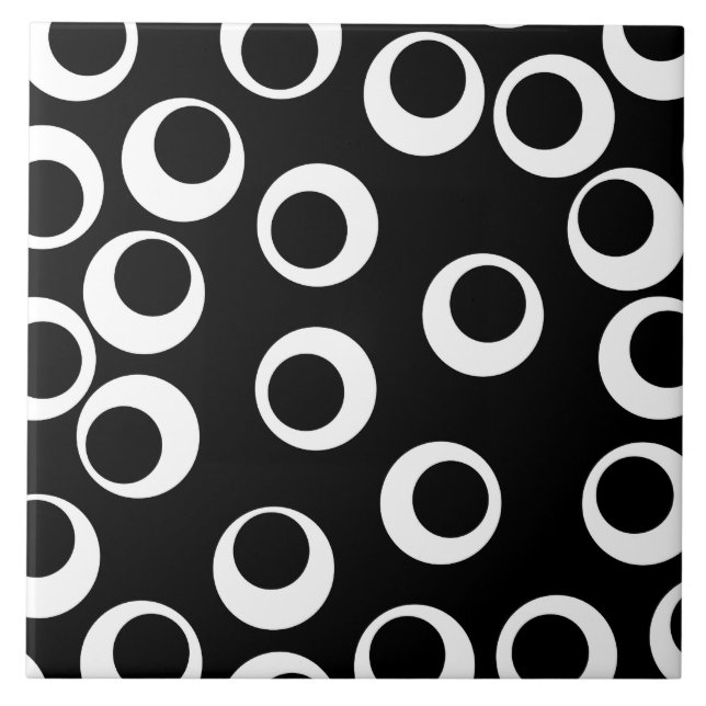 Trendy black and white retro design. ceramic tile (Front)