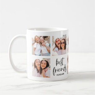 Trendy Black and White Script Best Friends Photo Coffee Mug