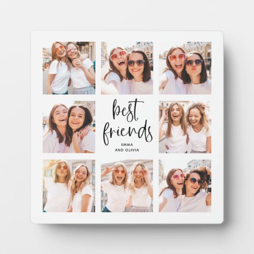 Trendy Black and White Script  Best Friends Photo Plaque