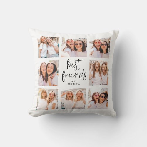 Trendy Black and White Script  Best Friends Photo Throw Pillow