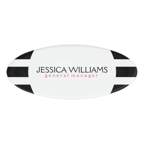 Trendy Black And White Stripes Name Tag