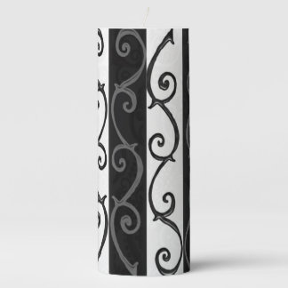 Trendy Black and White Swirl Candle Pillar