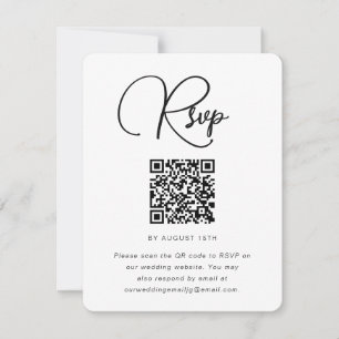 Trendy Black and White Wedding RSVP with QR Code