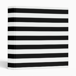 Trendy Black and White Wide Horizontal Stripes 3 Ring Binder