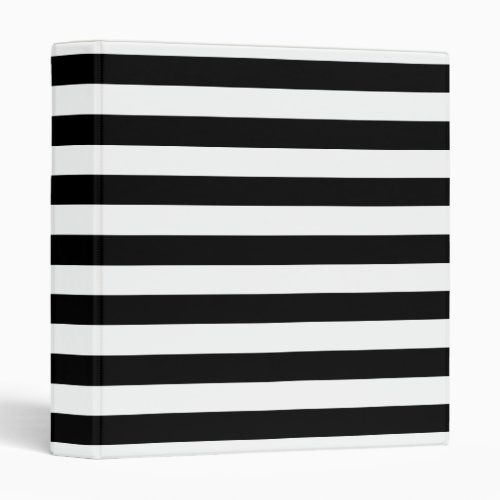 Trendy Black and White Wide Horizontal Stripes 3 Ring Binder