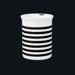 Trendy Black and White Wide Horizontal Stripes Drink Pitcher<br><div class="desc">Make a fashion statement with this trendy black and white wide horizontal stripes pattern pitcher. This modern and stylish design is sure to capture attention.</div>