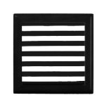 Trendy Black and White Wide Horizontal Stripes Jewelry Box