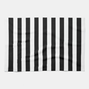 Trendy Black and White Wide Horizontal Stripes Towel